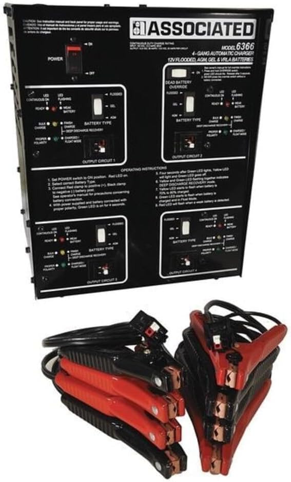 Associated Equipment 6366 Intellamatic 12V 4-Gang Multi-Battery Charger by Associated Equipment - American Made