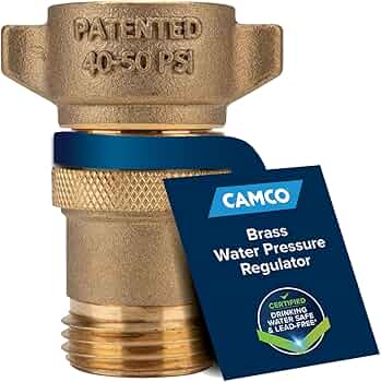 Camco Brass RV Water Pressure Regulator 40-50 PSI Drinking Water Safe by Camco - American Made