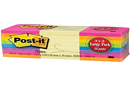 Post-it Notes 3x3 in, 2400 Count â€” Assorted Colors Value Pack by Post-it - American Made