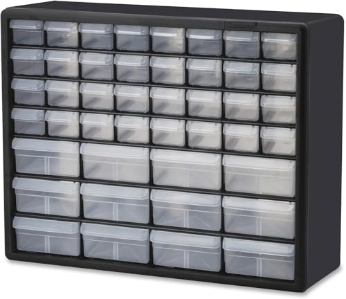 Akro-Mils 44-Drawer Plastic Storage Cabinet, 20"W x 6"D x 16"H, Black by Akro-Mils - American Made
