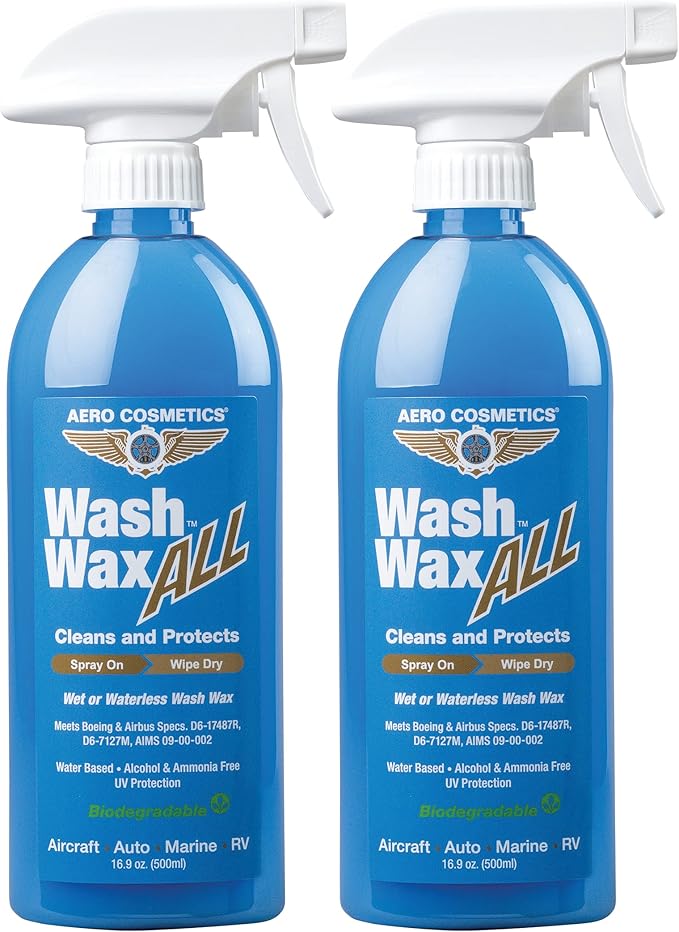 Aero Cosmetics Wet or Waterless Car Wash Wax 16 oz 2-Pack Aircraft Quality by Aero Cosmetics - American Made