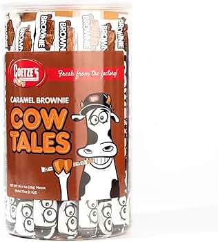 Goetzes Caramel Brownie Cow Tales 2.25 Pound Canister by Goetze's Candy - American Made