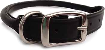 Auburn Leathercrafters Rolled Dog Collar Black 10 Inch by Auburn Leathercrafters - American Made