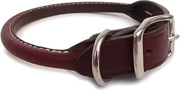 Auburn Leathercrafters Rolled Leather Dog Collar 1 x 18 Inch by Auburn Leathercrafters - American Made
