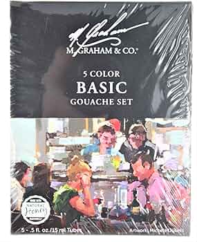 M. Graham Gouache Paint 5-Color Primary Set Half Ounce Tubes by M. Graham & Co. - American Made