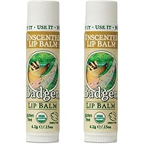 Badger Unscented Classic Lip Balm USDA Organic, 2-Pack by Badger - American Made