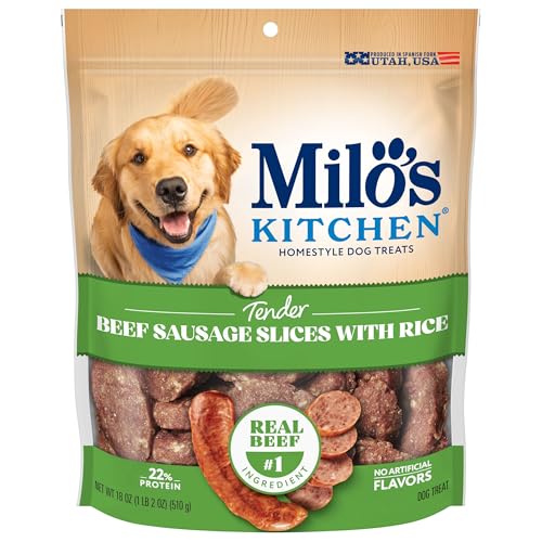 Milo's Kitchen Beef Sausage Slices with Rice Dog Treats, 18 oz by Milo's Kitchen - American Made