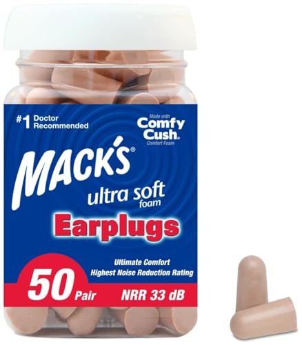 Mack's Ultra Soft Foam Earplugs, 50 Pair - 33dB Highest NRR by Mack's - American Made