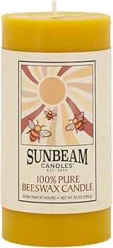 Sunbeam Candles 100% Pure Beeswax Pillar Candle Smooth Natural Gold 3x6 Inch by Sunbeam Candles - American Made