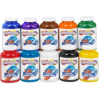 Colorations Paraben-Free Washable Glitter Finger Paint, Set of 8 Colors, 16oz Each by Colorations - American Made