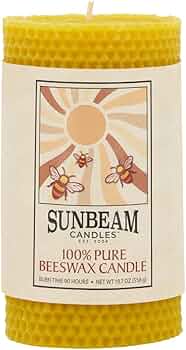 Sunbeam Candles 100% Pure Beeswax Honeycomb Pillar Candle 3x6 Inch by Sunbeam Candles - American Made