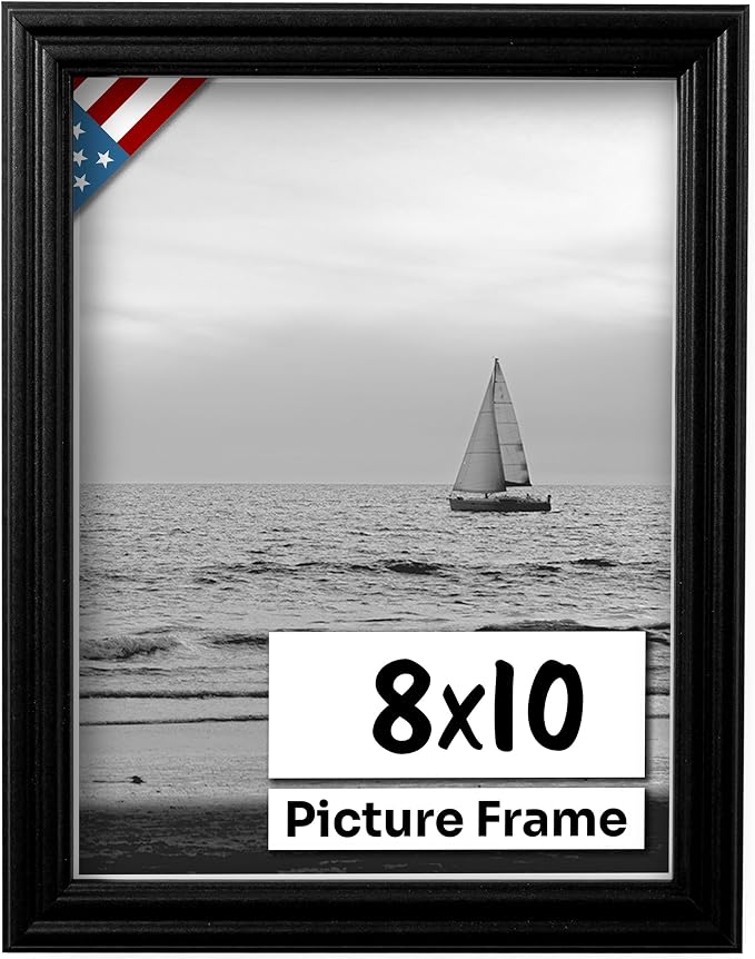 US Art Frames 8x10 Inch Black Wood Picture Frame by US Art Frames - American Made