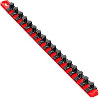 Ernst Manufacturing 18-Inch Socket Organizer with 17 Twist Lock Clips Red 1/2-Inch Drive by Ernst Manufacturing - American Made