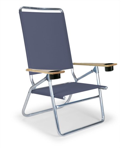 Telescope Casual Light and Easy High Boy Folding Beach Chair with Cup Holders, Navy by Telescope Casual - American Made