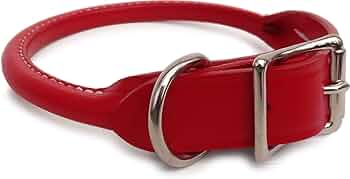 Auburn Leathercrafters Rolled Leather Dog Collar Red 12 Inch by Auburn Leathercrafters - American Made