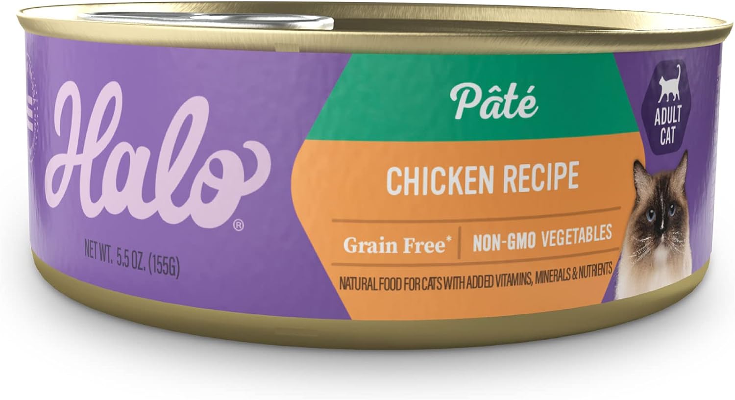 Halo Wet Cat Food Whole Chicken Recipe Grain Free Pate 5.5 oz Cans (Pack of 12) by Halo Pets - American Made