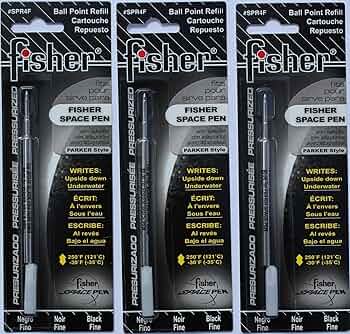 Fisher Space Pen SPR4F Fine Point Pressurized Refill Black Ink 3-Pack by Fisher Space Pen - American Made