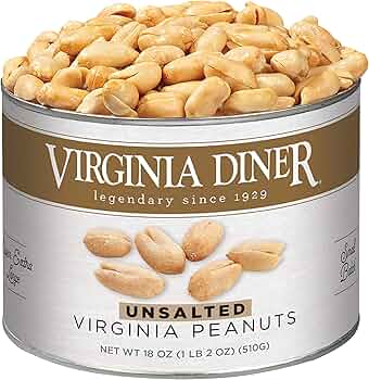 Virginia Diner Unsalted Virginia Peanuts 18oz Can by Virginia Diner - American Made