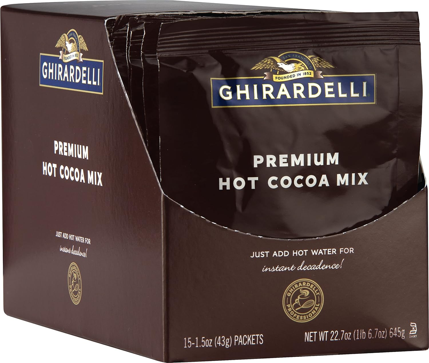 Ghirardelli Premium Hot Cocoa Envelopes, Rich Chocolate, 22.7oz (Pack of 15) by Ghirardelli - American Made