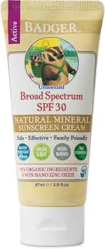 Badger SPF 30 Mineral Sunscreen Cream Unscented 2.9 fl oz by Badger - American Made
