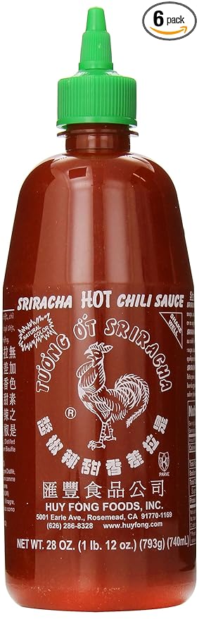 Huy Fong Sriracha Hot Chili Sauce 28 oz 6-Pack by Huy Fong Foods - American Made