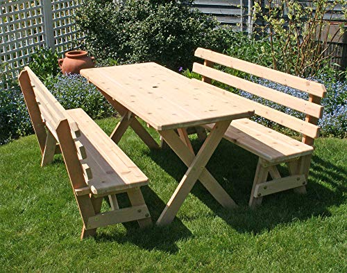 Creekvine Designs Cedar Picnic Table with Backed Benches 5 Foot by Creekvine Designs - American Made