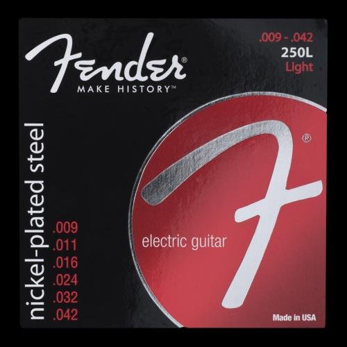 Fender Super 250 Electric Guitar Strings, Nickel Plated, 9-42 Light Gauge by Fender - American Made