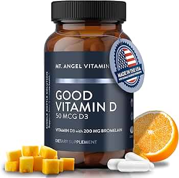 Mt. Angel Vitamins Good Vitamin D 2000 IU with Bromelain 60 Capsules by Mt. Angel Vitamins - American Made
