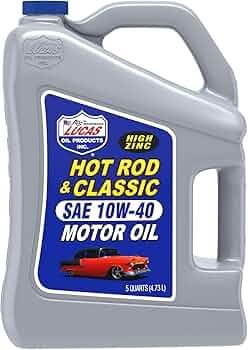 Lucas Oil Hot Rod and Classic Car SAE 10W-40 Motor Oil 5 Quart by Lucas Oil - American Made