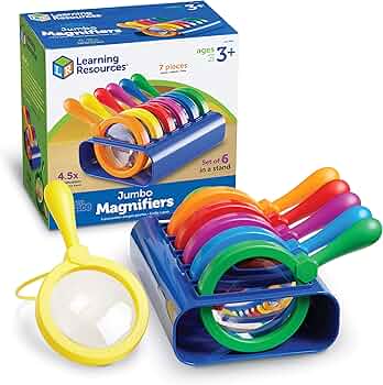 Learning Resources Primary Science Jumbo Magnifiers with Stand 6 Pieces by Learning Resources - American Made
