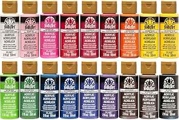 FolkArt Acrylic Paint Set 18 Colors 2oz Each by Plaid Crafts - American Made