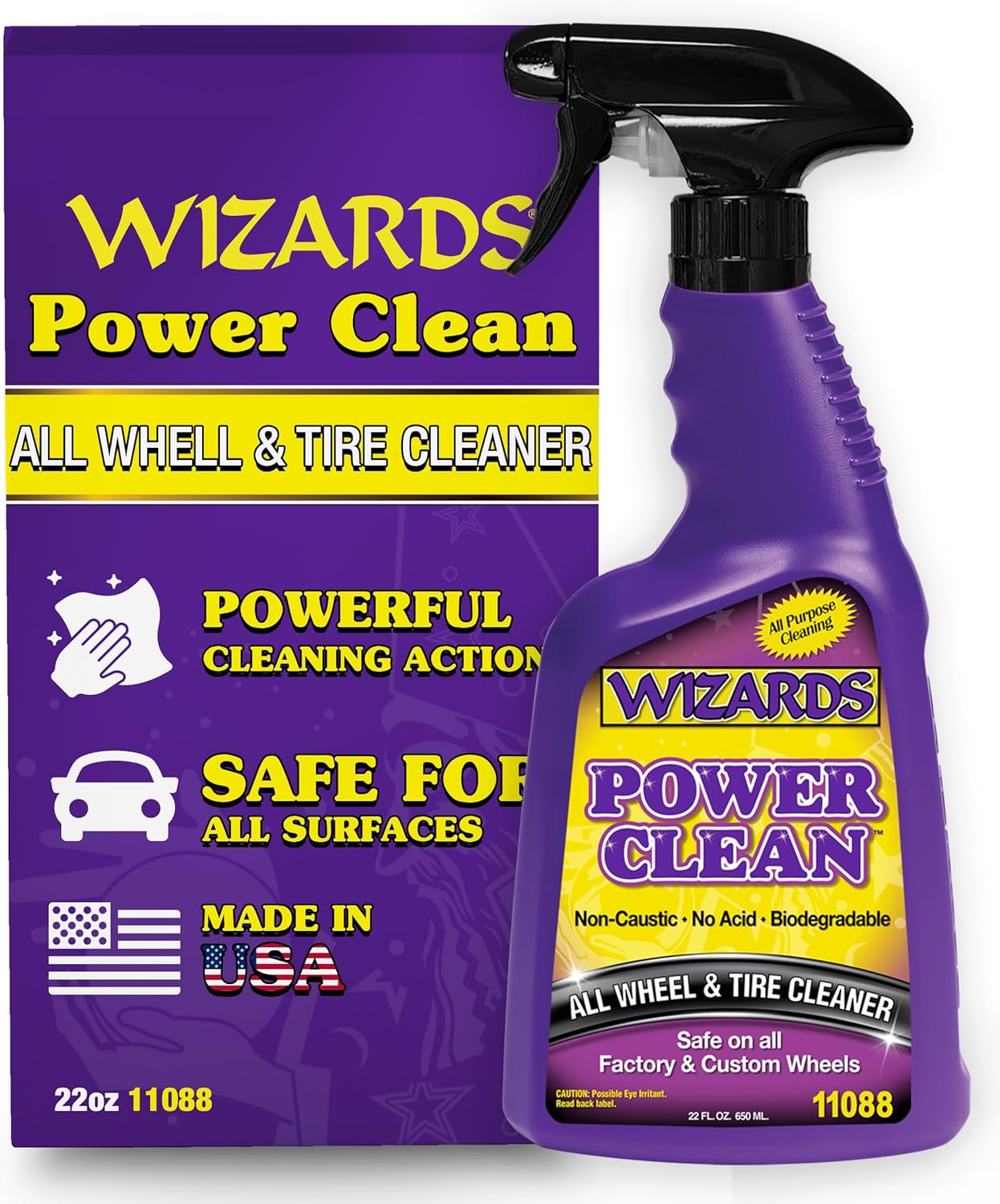 Wizards Power Clean Wheel and Tire Cleaner 22 oz by Wizards Products - American Made