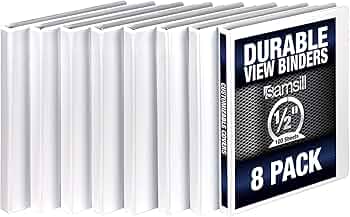 Samsill Durable 0.5 Inch Round Ring View Binder (8 Pack) by Samsill - American Made