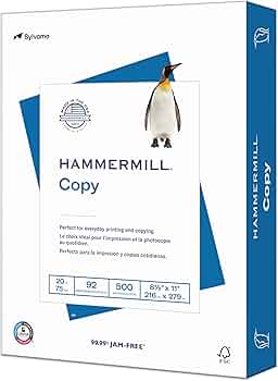 Hammermill Printer Paper 20lb Copy Paper 8.5x11 1 Ream 500 Sheets by Hammermill - American Made