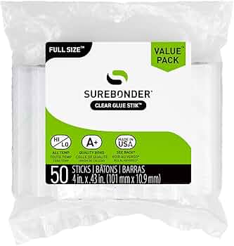 Surebonder Full Size Clear Hot Glue Sticks, 4-inch, 50-Pack by Surebonder - American Made