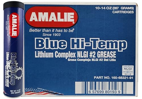 Amalie Blue Hi-Temp Grease #2 (160-68321-91) 14 Oz Tube, Pack of 10 by Amalie - American Made