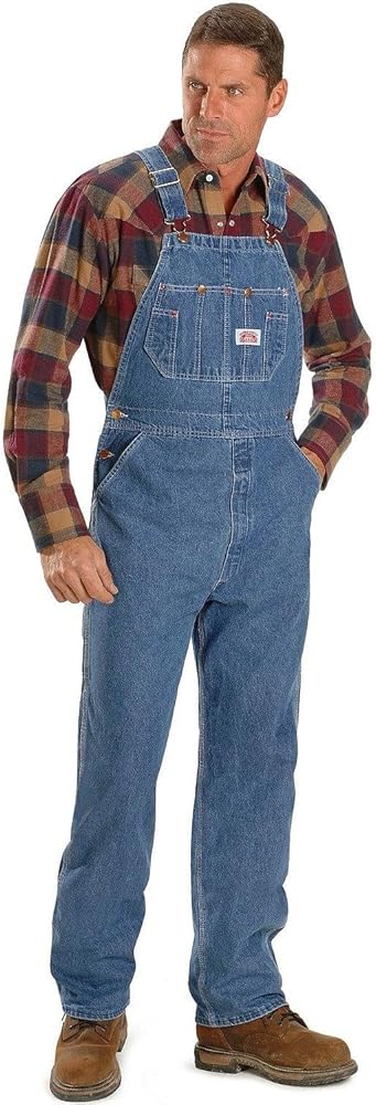 Round House Men's Stone Washed Blue Denim Bib Overalls by Round House - American Made