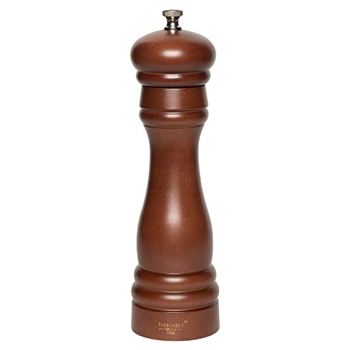 Fletchers' Mill Federal Pepper Mill, Walnut Stain - 8 Inch, Adjustable Coarseness Fine to Coarse, MADE IN U.S. by Fletchers' Mill - American Made