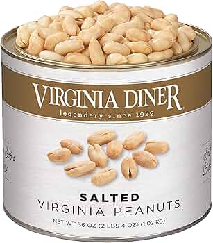 Virginia Diner Natural XL Blister Roasted Peanuts 36oz Tin by Virginia Diner - American Made