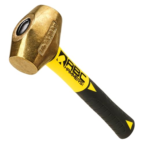 ABC HAMMERS 3 lb Brass Drilling Hammer, 10" Length, Fiberglass Handle by ABC Hammers - American Made
