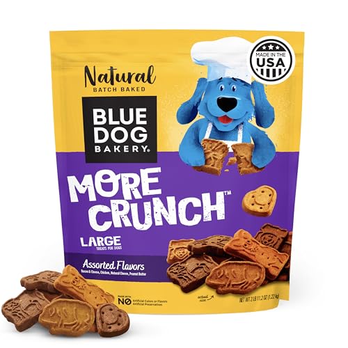 Blue Dog Bakery More Crunch Large Assorted Flavors, Dog Biscuits, Healthy Treats, All Natural, Bacon, Chicken by Blue Dog Bakery - American Made