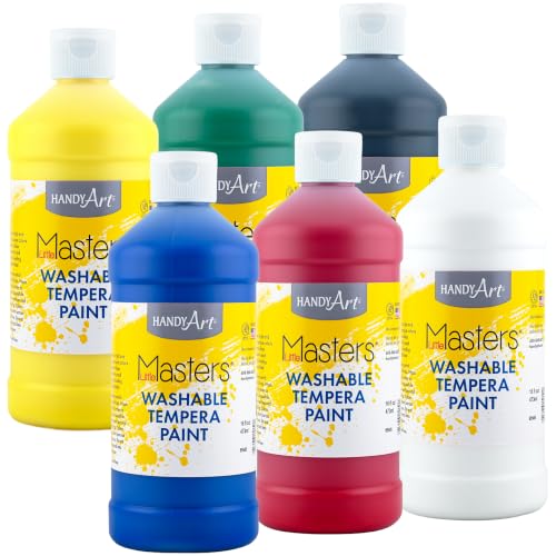 Handy Art Little Masters Washable Tempera Paint, 16 oz Bottles, 6 Colors by Handy Art - American Made