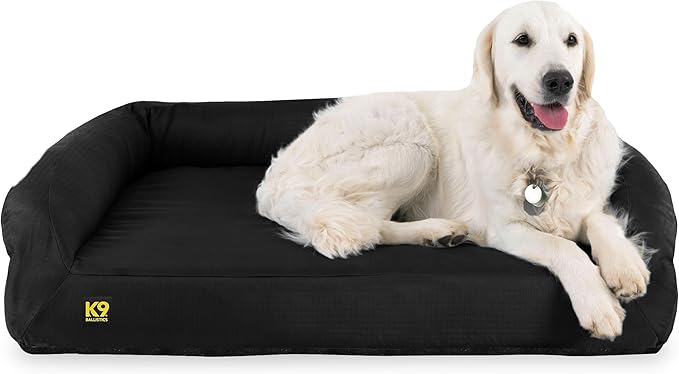 K9 Ballistics Tough Orthopedic Large Bolster Dog Bed Black by K9 Ballistics - American Made