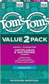 Tom's of Maine Fluoride-Free Antiplaque and Whitening Toothpaste Peppermint 2-Pack by Tom's of Maine - American Made