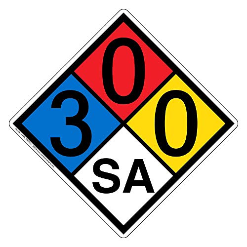 12 inch NFPA 704 Placard Diamond, All Weather Vinyl NFPA Decal Label by ComplianceSigns.com - American Made