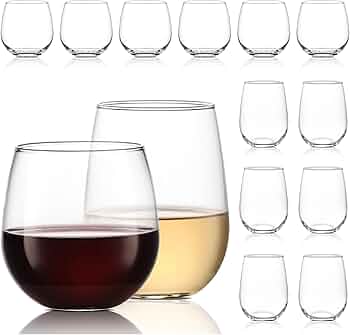 Libbey Stemless Wine Glasses Set of 12 by Libbey - American Made