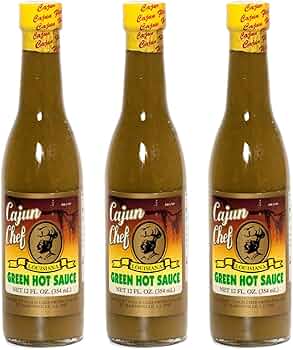 Cajun Chef Green Louisiana Hot Sauce 12 oz Pack of 3 by Cajun Chef - American Made