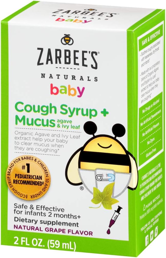 Zarbee's Naturals Baby Cough Syrup + Mucus Natural Grape Flavor 2 Ounces by Zarbee's - American Made
