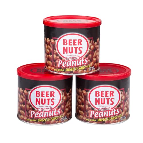 BEER NUTS Original Redskin Peanuts, Sweet & Salty Bar Nuts (12oz Can, 3pk) by BEER NUTS - American Made