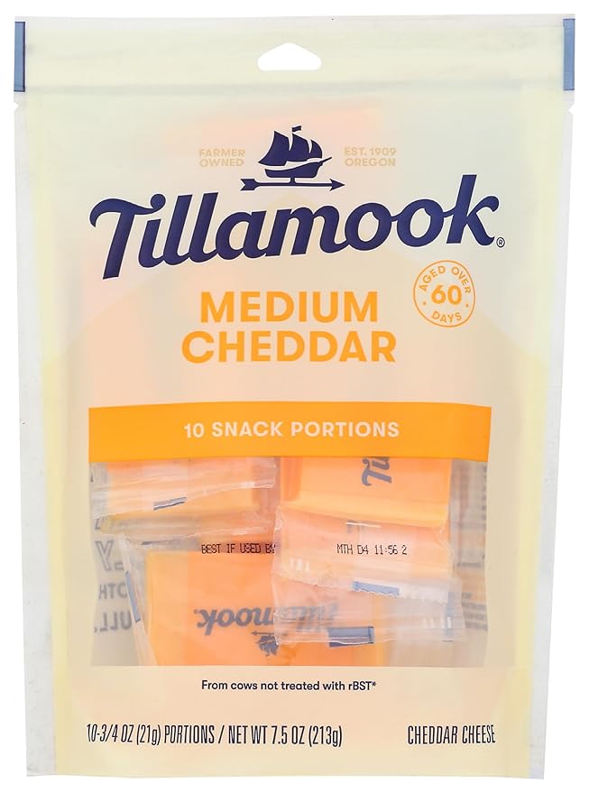 Tillamook Medium Cheddar Cheese Snack Portions 10 Count 0.75 oz by Tillamook - American Made